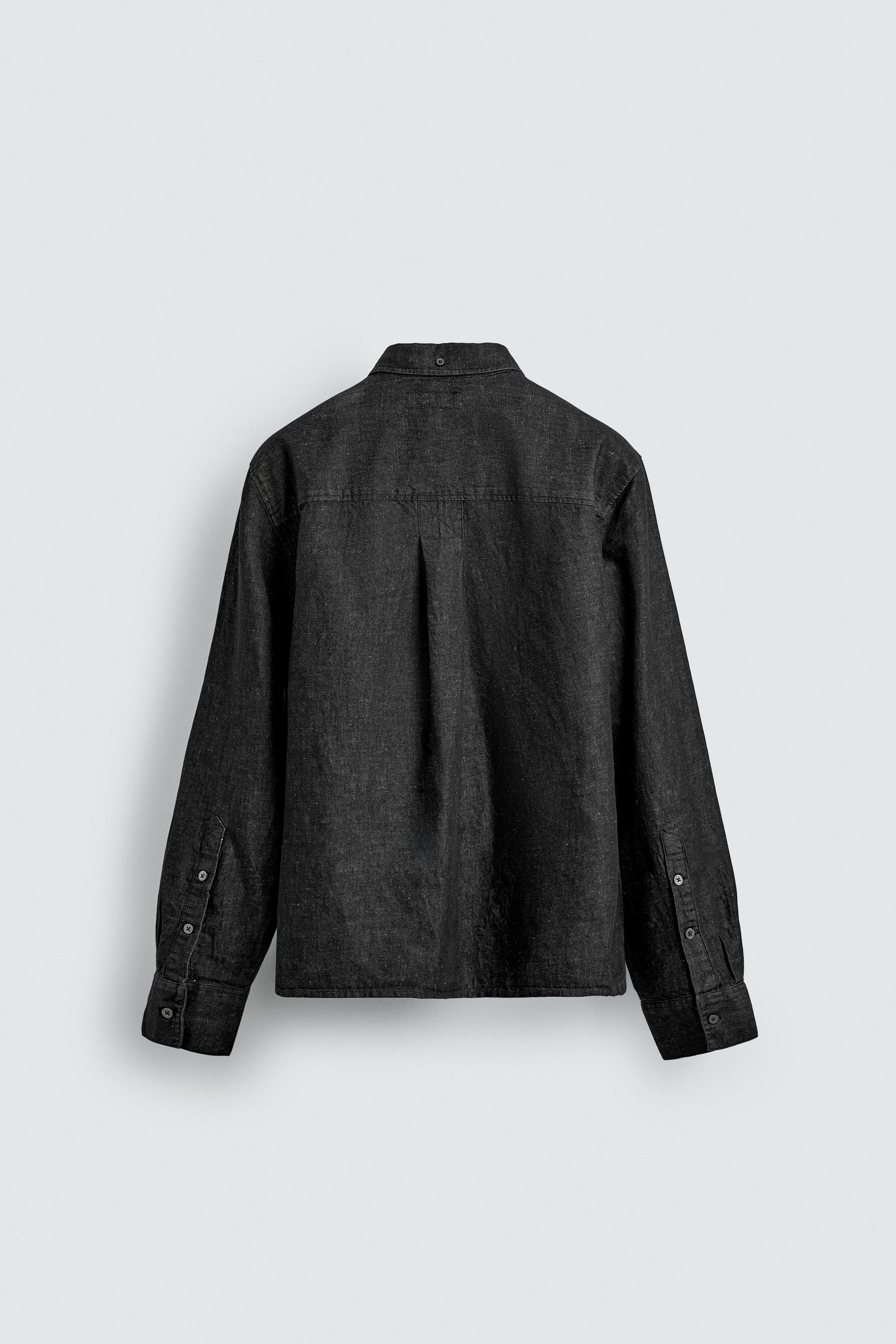 DENIM COTTON LINEN BLEND SHIRT